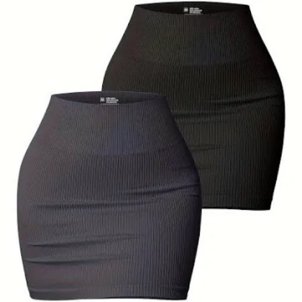 OQQ Women's 2 Piece Skirts Versatile Stretchy Ribbed Casual High WaistMi…